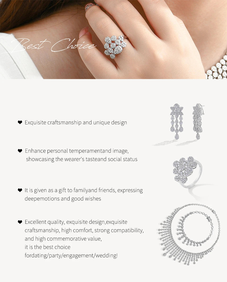 ATTAGEMS Real Moissanite Jewelry Set for Women D VVS1 S925 Sterling Silver Luxury Ring Earrings Bracelet Necklace  Wedding Gifts Luxlife Brands