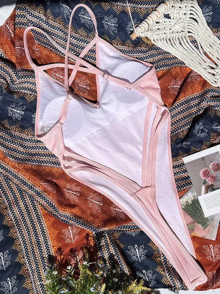 Sexy Criss Cross Backless Female Swimwear One Piece Swimsuit Women Extreme String Thong Monokini High Cut Bathing Suit Swim Lady