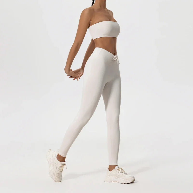 Ctenkevet Women Strapless Bra Suits Gym Workout Yoga Outfit Female Fitness Crop Top Outdoors Activewear Women Underwear Set