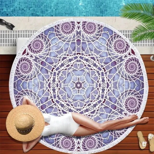 Gradient Mandala Round Beach Towel/Yoga Mat