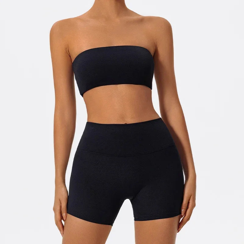 Ctenkevet Women Strapless Bra Suits Gym Workout Yoga Outfit Female Fitness Crop Top Outdoors Activewear Women Underwear Set Luxlife Brands