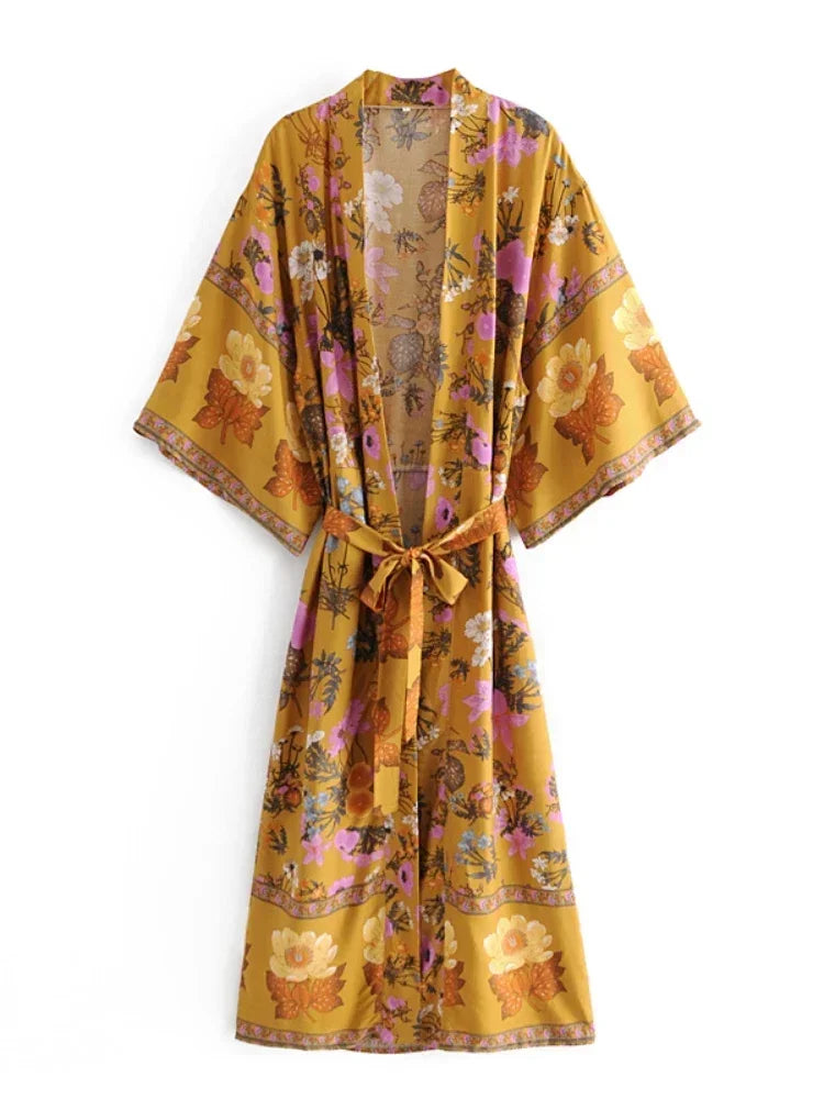 Boho Floral Print Kimono