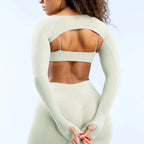 New Sports Long Sleeve Shrug Seamless Spandex Woman Fitness Elastic Breathable Shrug Sports Long Sleeve（Not Contain Bra） Luxlife Brands