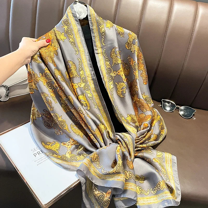180*90cm Luxury Brand Spring Summer Autumn Women Clothing New Fashion Color matching printed silk scarf lady popular turba