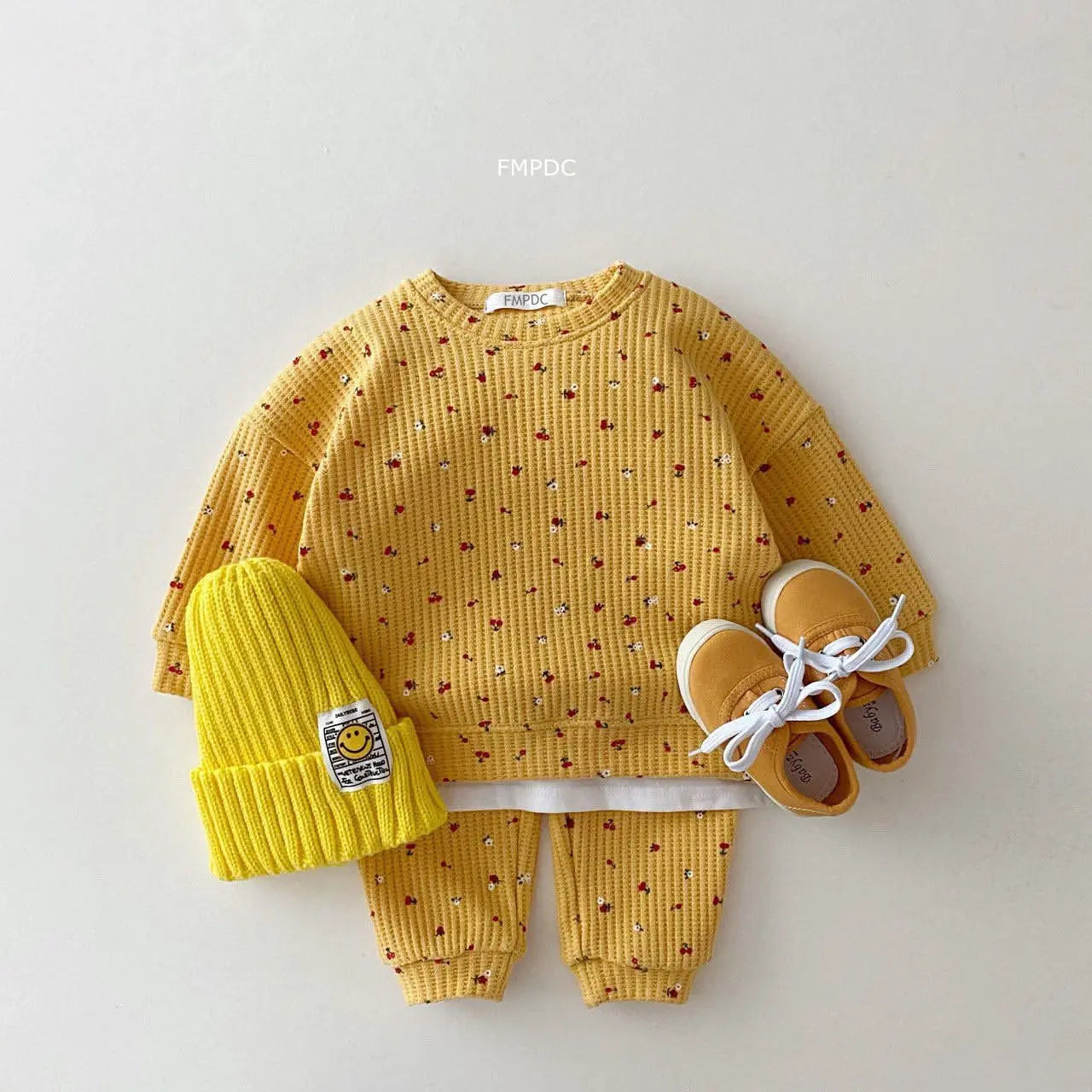 LUX BABY Waffle Cotton Sweatshirt + Casual Pants 2pcs Boys/Baby Girl Set