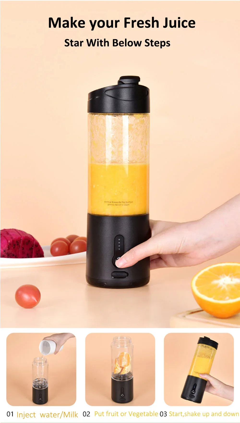 PulseMate Mini Portable Blender USB Charging