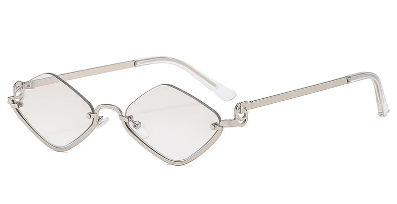 Fashion Small Polygonal Sunglasses Women Brand Metal Half Frame Glasses Ladies Hipster Sexy Cat Eye Shades Vintage