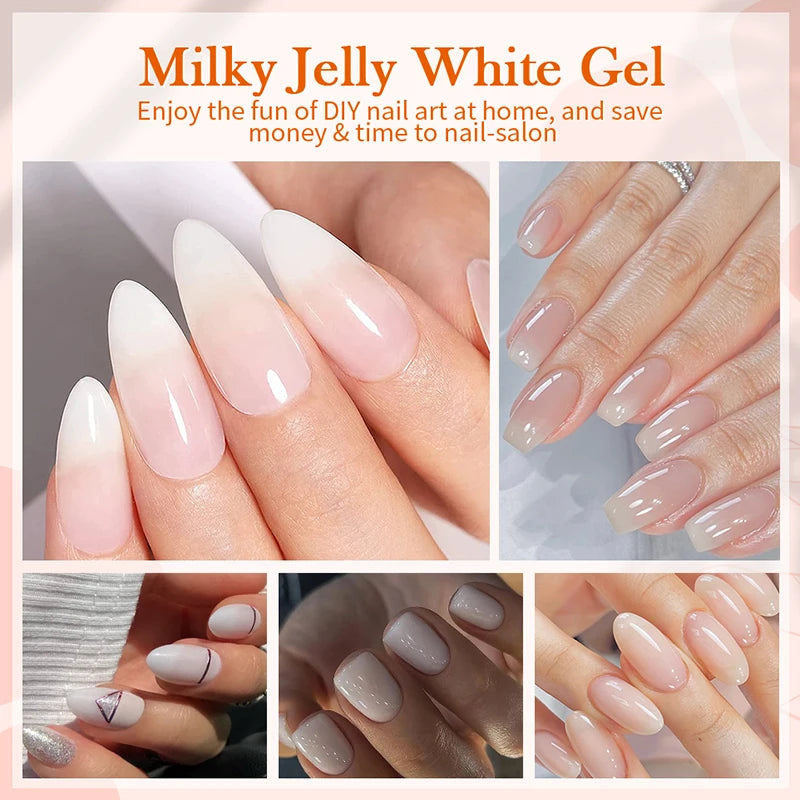 BORN PRETTY Milky Jelly White Color Nail Gel Translucent Clear Coat 10ml Soak Off Neutral Gel Varnis For Nail Art French Design LUXLIFE BRANDS