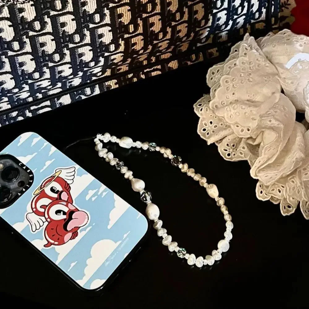 White Pearl Phone Charm LUXLIFE BRANDS