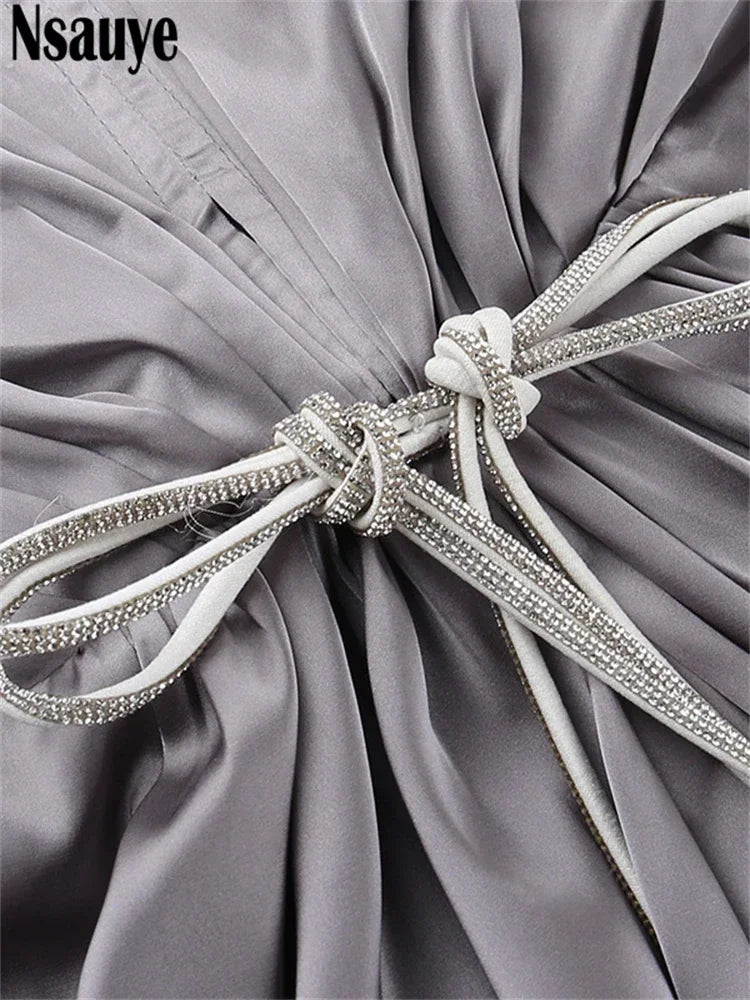 Valerie Satin Halter Maxi Dress LUXLIFE BRANDS