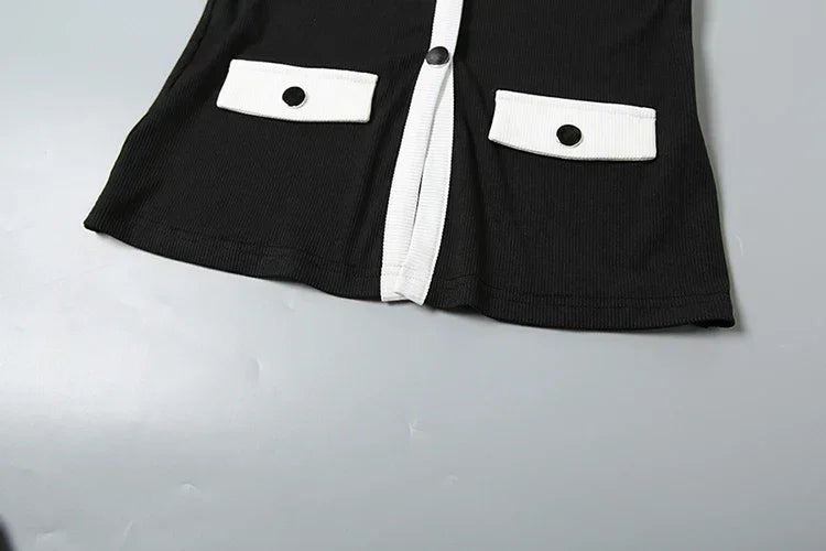 Cutenew Classic Women 2 Piece Set Trend Panelled Single Breasted Sleeveless Tanks+Elastic Waist Shorts Female Matching Outfits Luxlife Brands
