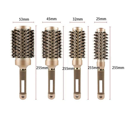 Boar Bristle Hairbrush Styling Tool Curling Blow Dry Ceramic Hairbrush Straight Hair Curls Round Ionic Hair Brush Hair Care LUXLIFE BRANDS