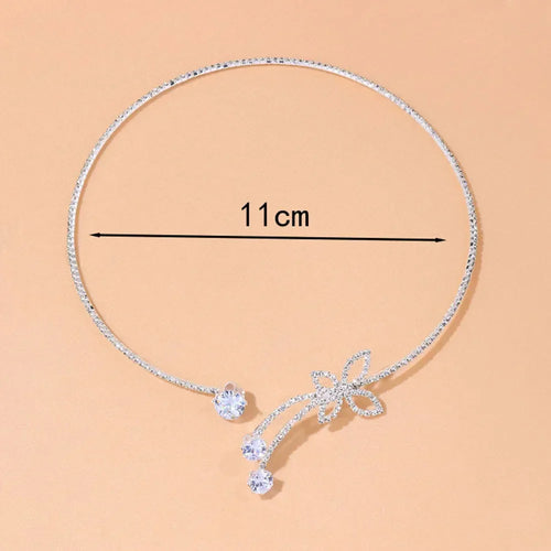Exquisite Rhinestone Adjustable Open Butterfly Collar Torques Jewelry for Women Crystal Round Choker Necklace Bangle Accessories LUXLIFE BRANDS