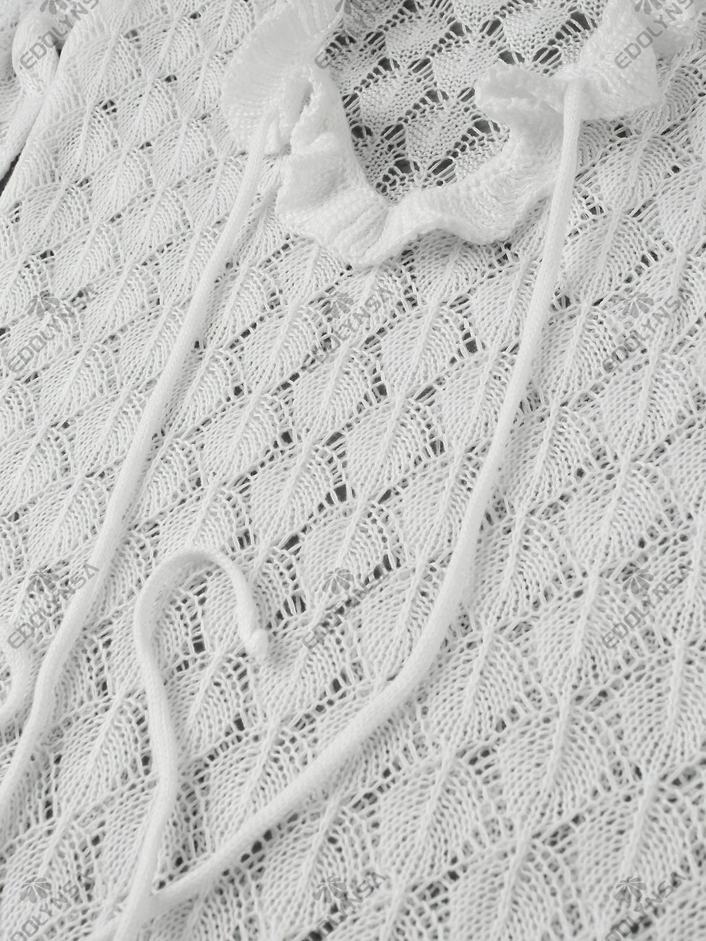 Sexy Frill Big V Neck Hollow Out Long Sleeve Maxi Dress Summer 2025 Feminine Swimwear Bikini Cover Up Women Holiday Outfits K221 Luxlife Brands