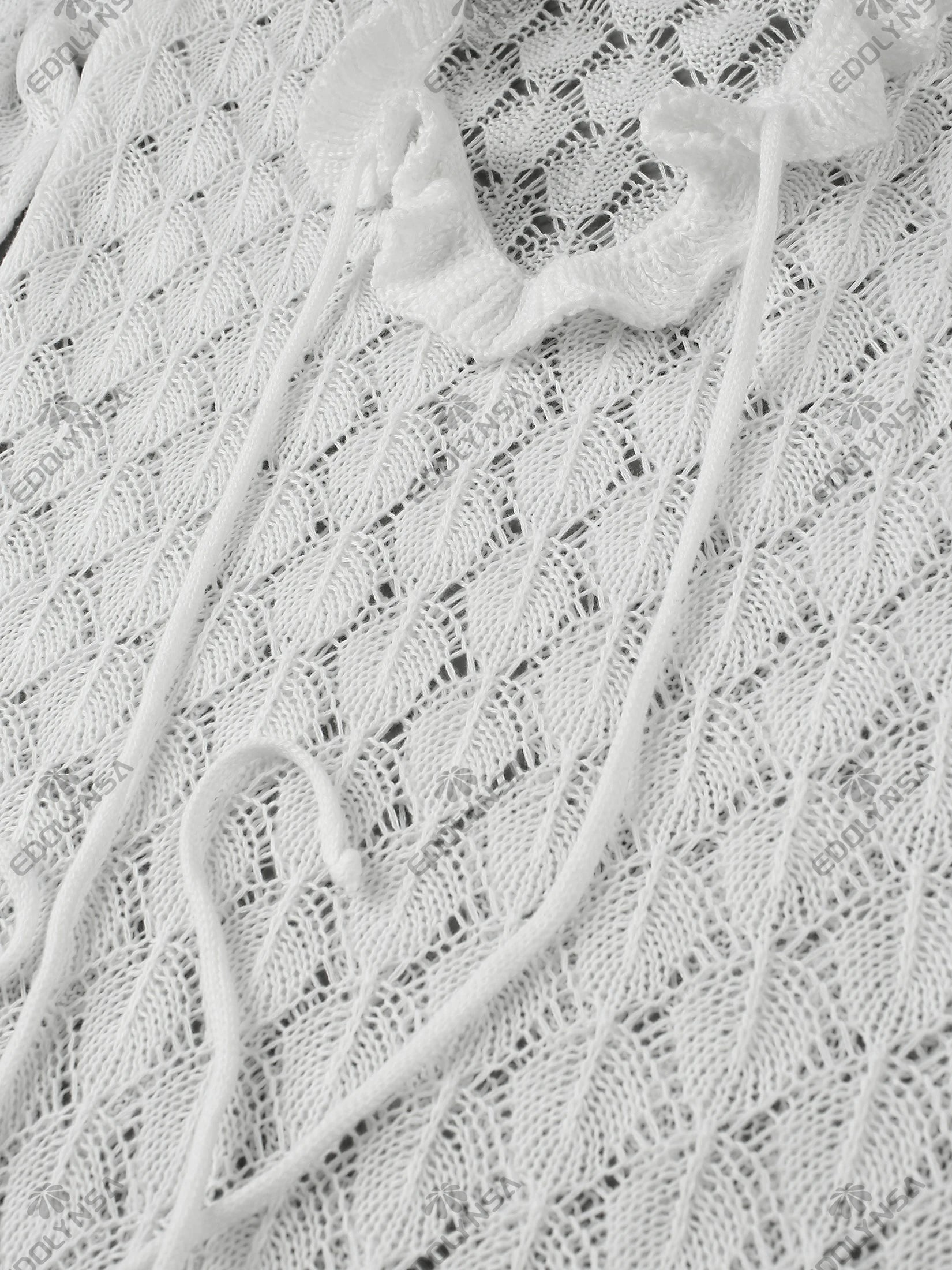 Sexy Frill Big V Neck Hollow Out Long Sleeve Maxi Dress Summer 2025 Feminine Swimwear Bikini Cover Up Women Holiday Outfits K221 Luxlife Brands