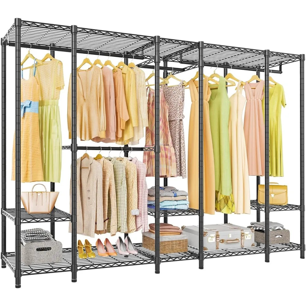 Open Closets,Heavy Duty Clothes Rack Multi-Functional Metal Clothing Rack for Hanging Clothes, Max Load 1300lbs,Large Portable
