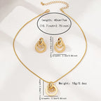 Metal Round Wire Post Earrings Pendant Necklace Set For Women Fashion Jewelry Punk Styles Trendy Daily Accessories Gifts MQ505 Luxlife Brands