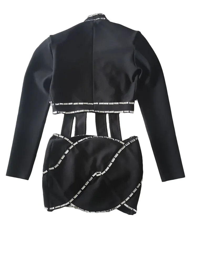 Luxury Diamond Long Sleeve Outfit Party Set LUXLIFE BRANDS