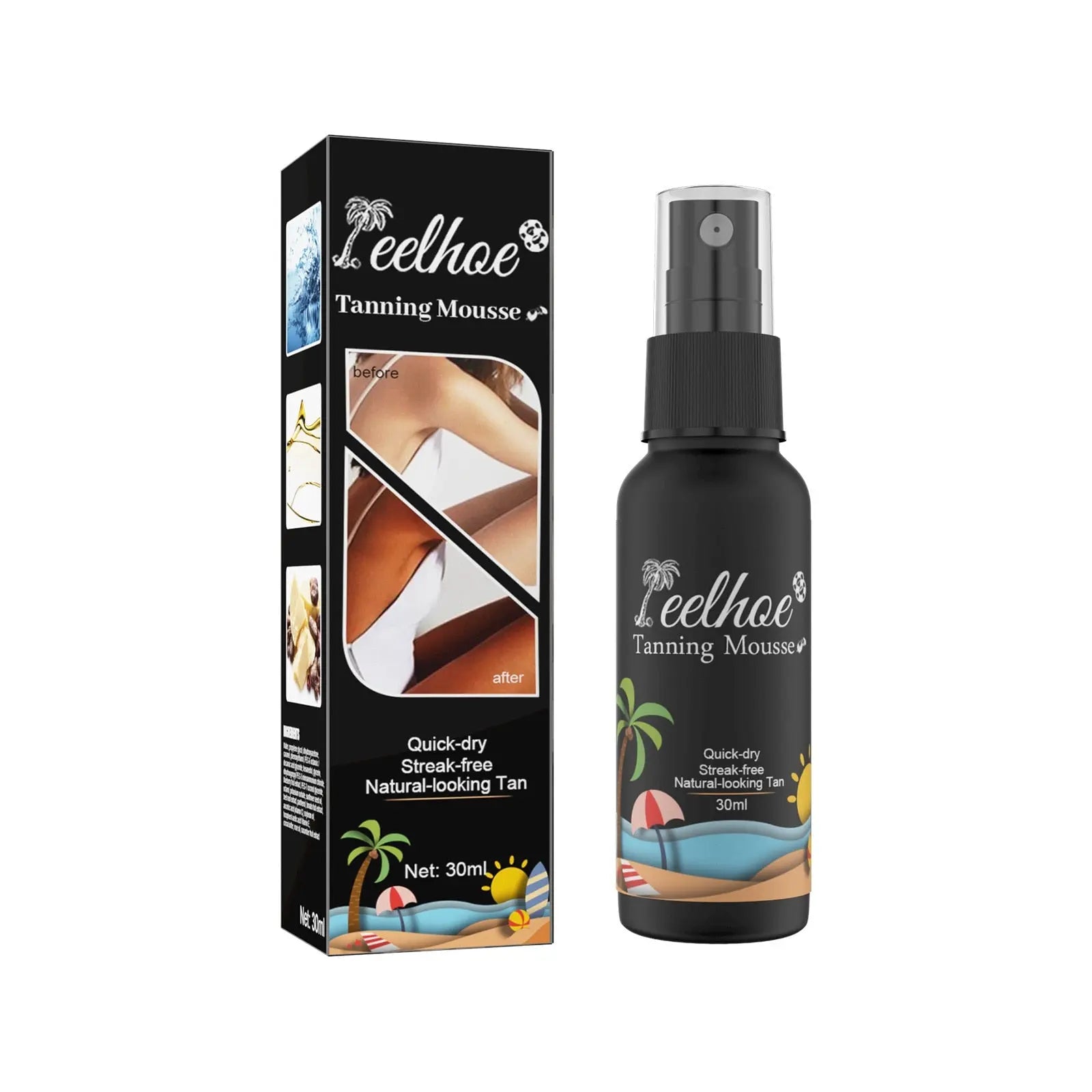 EELHOE Body Quick Tanning Spray Create A Natural Summer Tan Bronzer In Sun-free Application Beach Lotion Sunless Tanning Spray