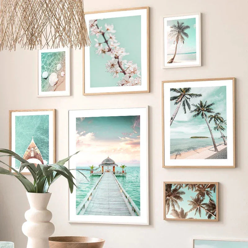 Turquoise Maldives Summer Sea Beach Coconut Tree Wall Posters and Prints Canvas Painting Landscape Picture for Living Room Decor Luxlife Brands