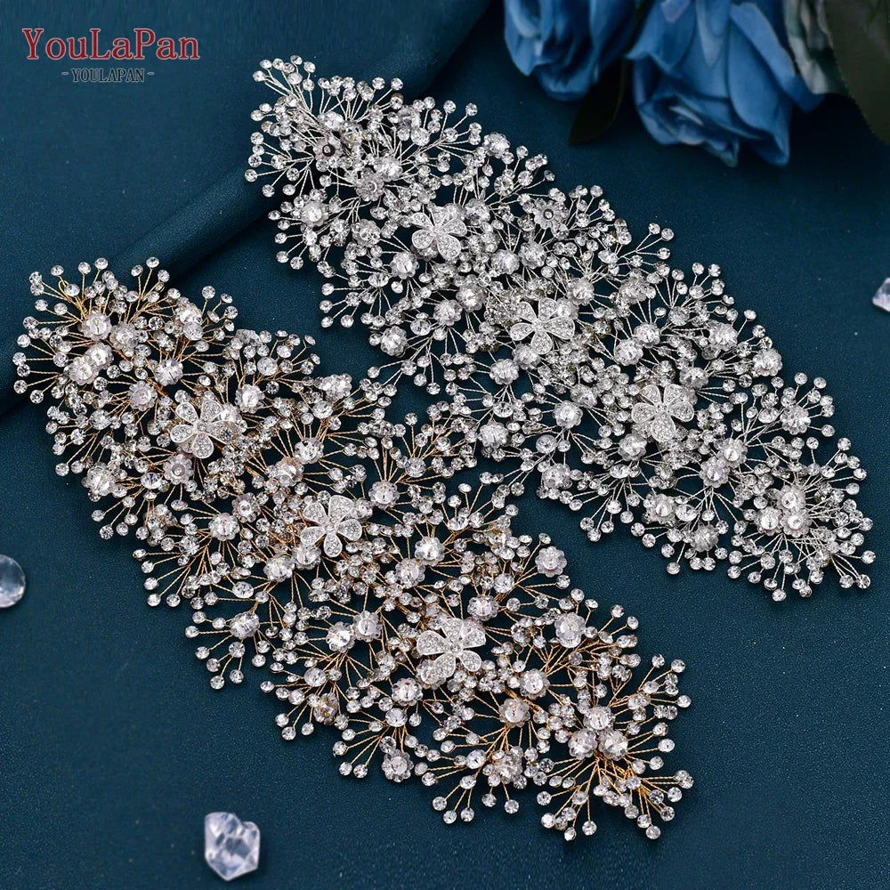TOPQUEEN Wedding Headband Hair Jewelry Luxury Bride Headdress Hair Accessories Rhinestone Wedding Head Piece Woman Tiara HP240 LUXLIFE BRANDS