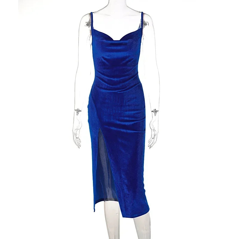 Summer Velvet Midi Bodycon Dress