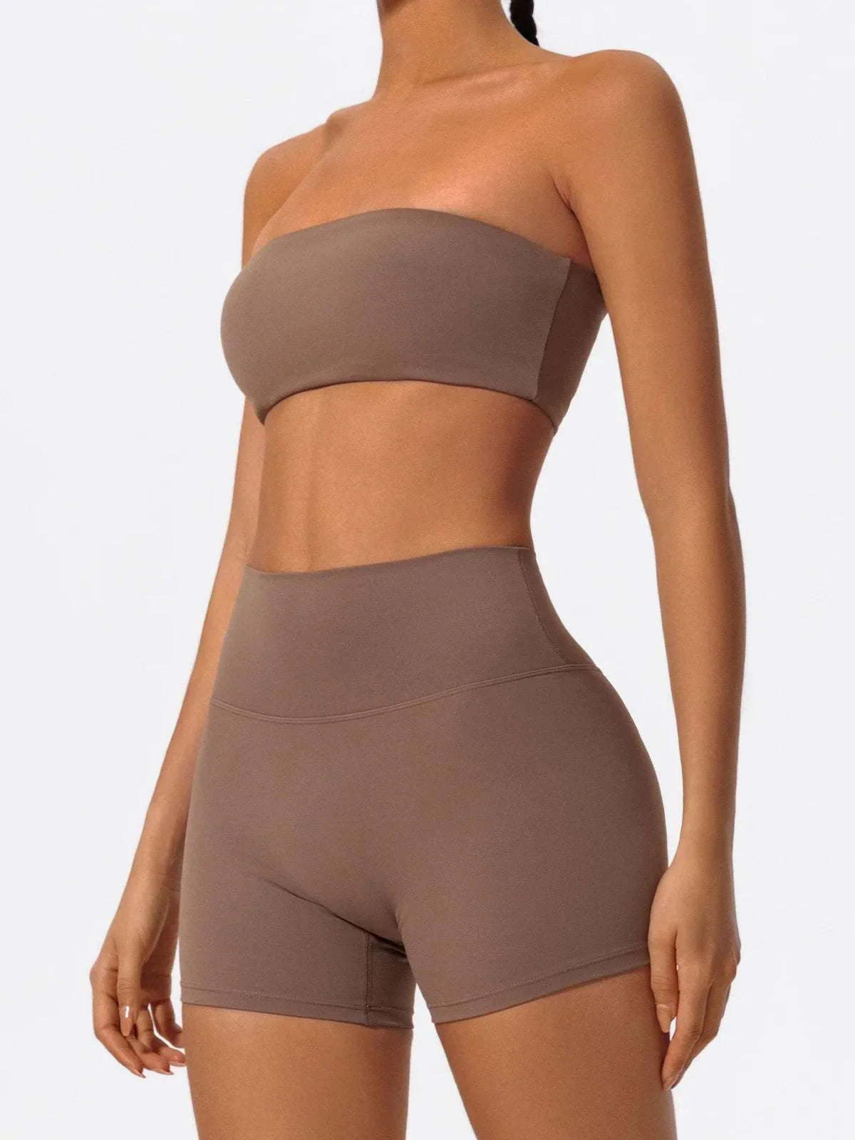 Ctenkevet Women Strapless Bra Suits Gym Workout Yoga Outfit Female Fitness Crop Top Outdoors Activewear Women Underwear Set
