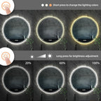LUVODI Intelligent Illuminate Big Round Mirror for Bathroom Touch Screen Dimmable Anti-fog Bathroom LED Light Mirror LUXLIFE BRANDS