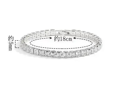 Double Row Moissanite Tennis Bracelet 3mm White Gold Plated Sterling Silver Lab Diamond with GRA Bracelet For Women Men Luxlife Brands