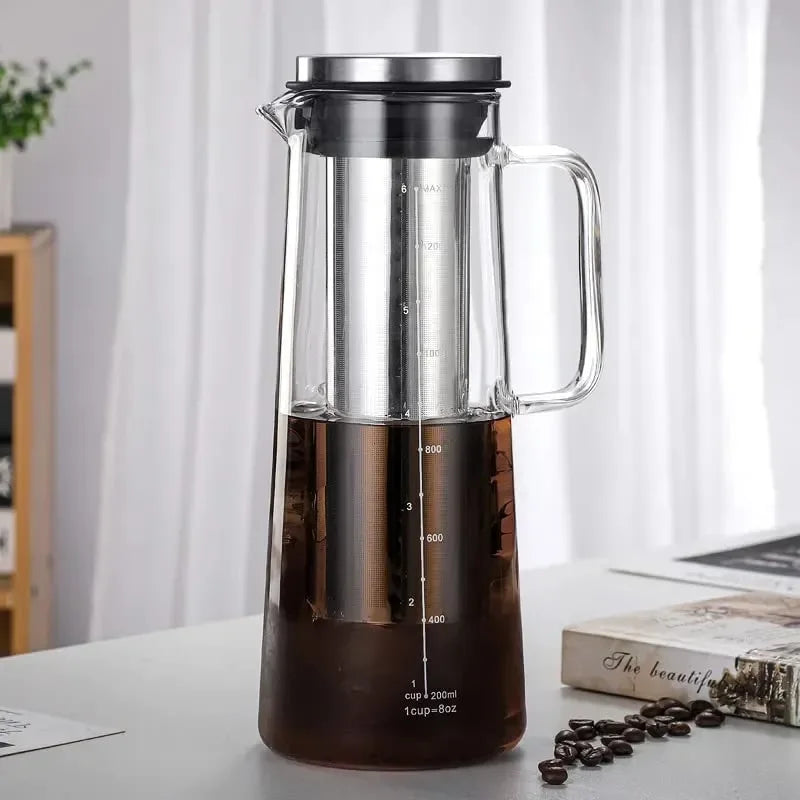 Leeseph Airtight Cold Brew Iced Coffee Maker and Tea Infuser- 1.0L / 34oz Glass Carafe with Removable Stainless Steel Filter LUXLIFE BRANDS