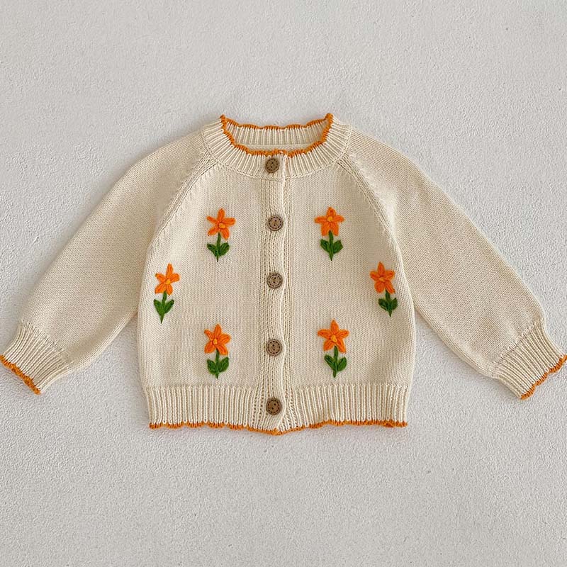 Baby Sweater Fashion Petals Collar Knitted Cardigan Jacket Baby Sweater Coat Girls Cardigan Girls Autumn Winter Sweaters LUXLIFE BRANDS