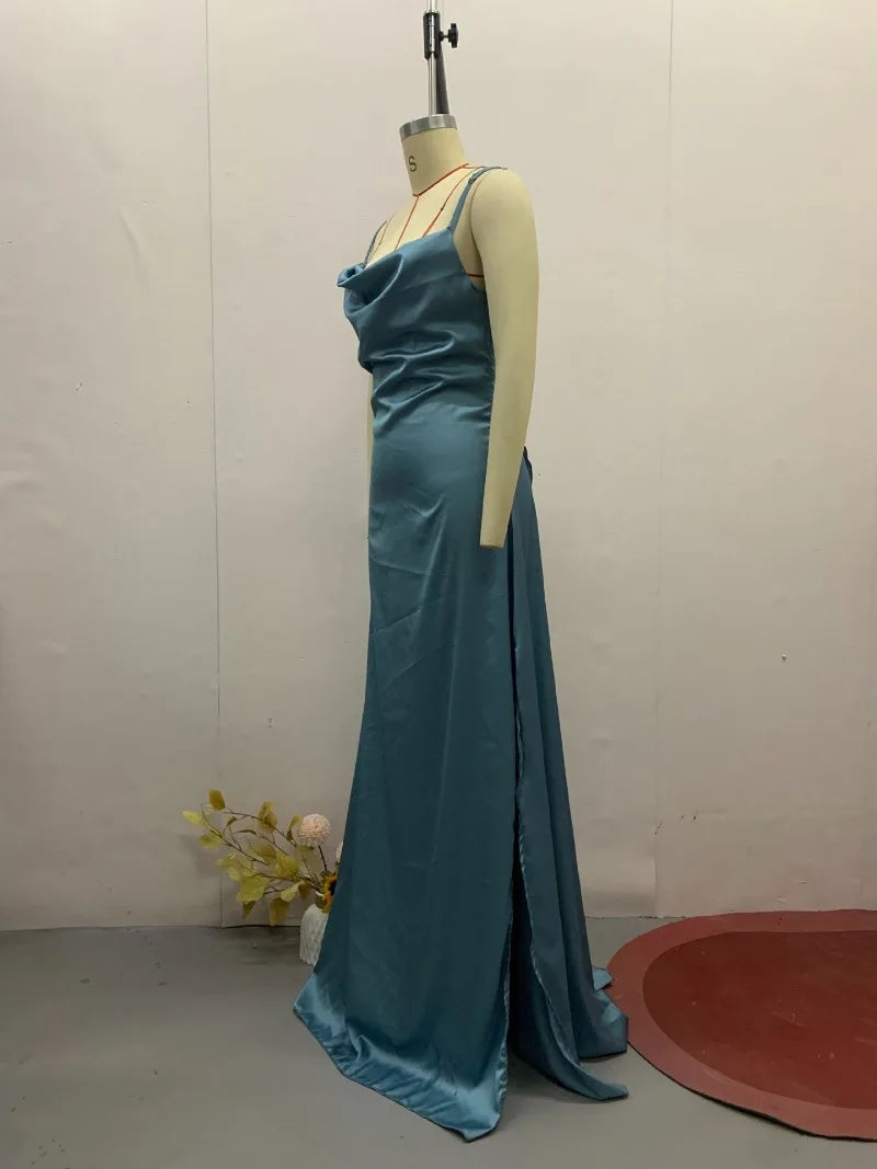 Elegant Women Guest Wedding Dress Sexy Strap Halter Backless Slim Cocktial Evening Maxi Dress Luxury Party Celebrity Prom Gown Luxlife Brands