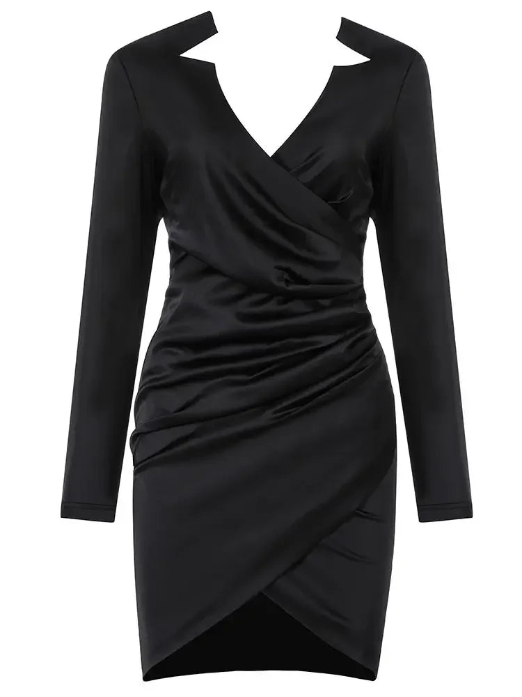 Deep V Long Sleeve Bodycon Dress LUXLIFE BRANDS