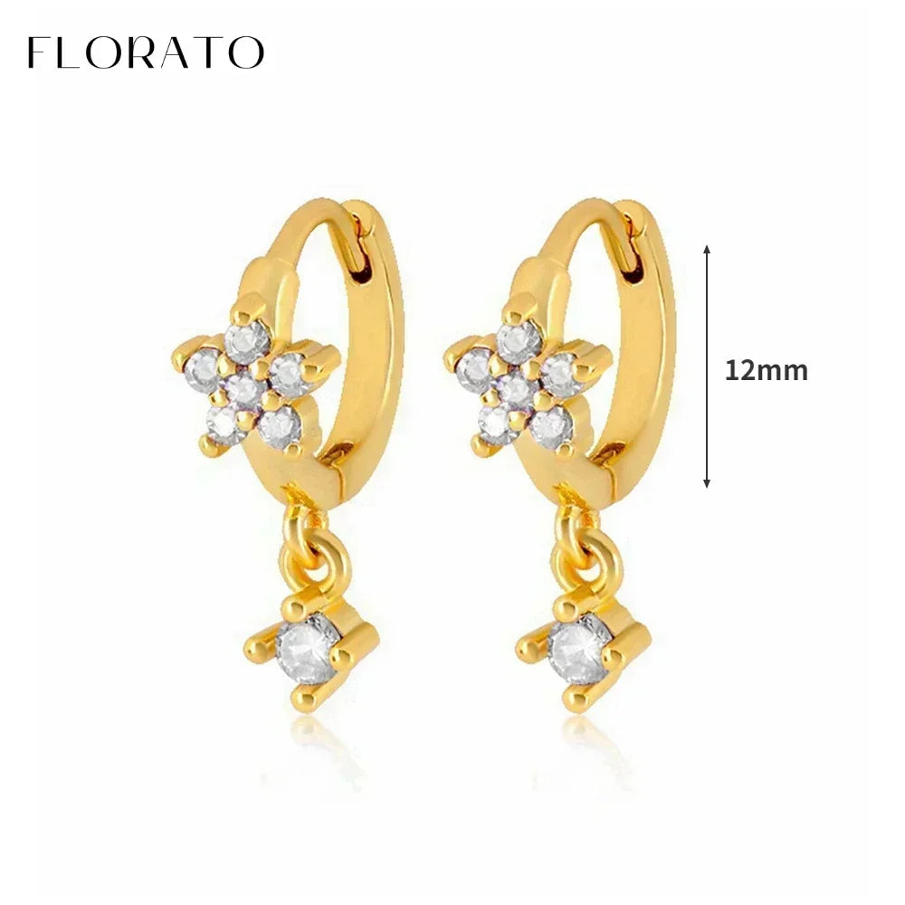 Luxury white crystal zircon earrings 925 sterling silver ear needles Hoop gold earrings For women Fashion Luxury Wedding Jewelry Luxlife Brands