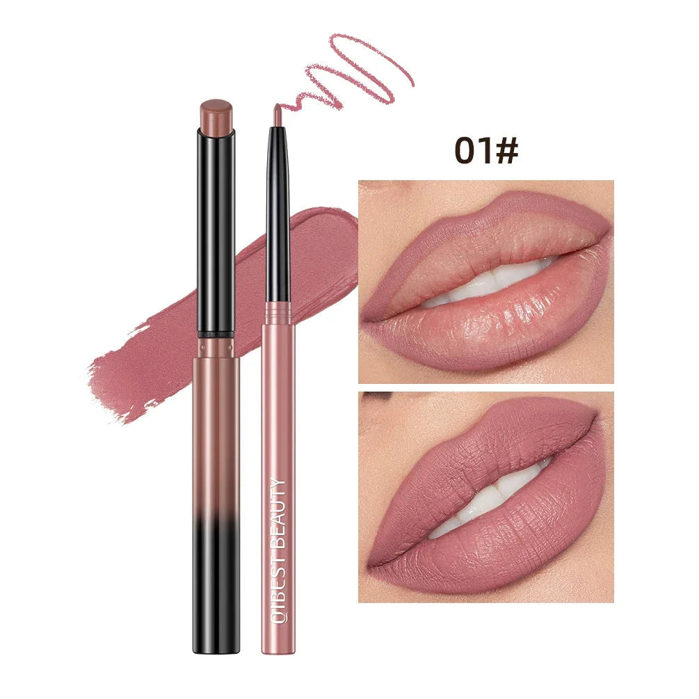 QIBEST Lipstick Pencil Waterproof Sexy Red Nude Purple Matte Tint Lipstick Lasting Lip liner Pen Longlasting Makeup Cosmetics Luxlife Brands