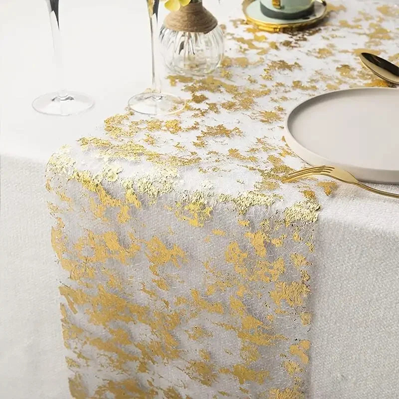 Sparkle Metallic Gold Thin Table Runner Luxlife Brands