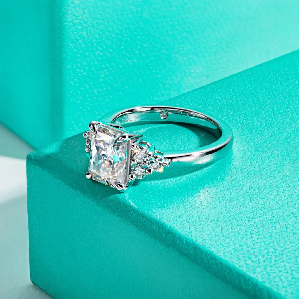 AnuJewel 3ct Radiant Cut D Color Moissanite Engagement Ring 18K Gold Plated Luxurious Wedding Ring Women Jewelry Wholesale
