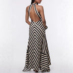 Summer Women Stripe Guest Mermaid Dress Elegant Halter Backless Corset Slim Cocktail Party Evening Celebrity Dress Prom Gown Luxlife Brands