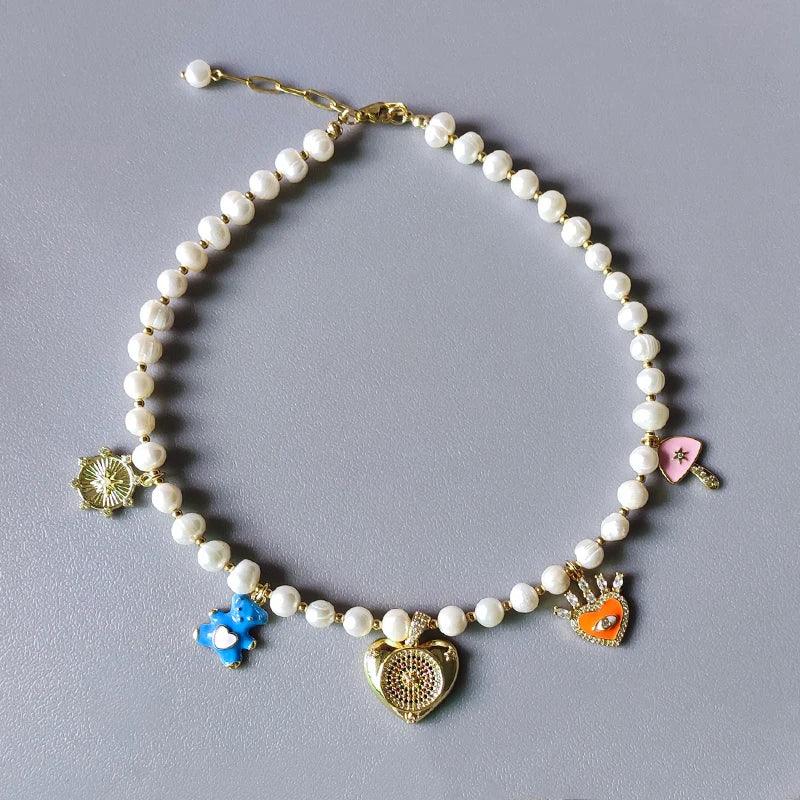 Boho Fashion Gold-Color Shell Necklace Natural Pearl Handmade Beautiful Necklace Women Baroque Jewelry Charm Statement Best Gift