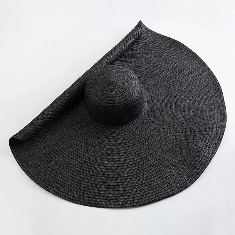 70cm Oversized Wide Brim Sun Hat Travel Large UV Protection Beach Straw Hats Women's Summer Floppy Foldable Chapeaux Wholesale