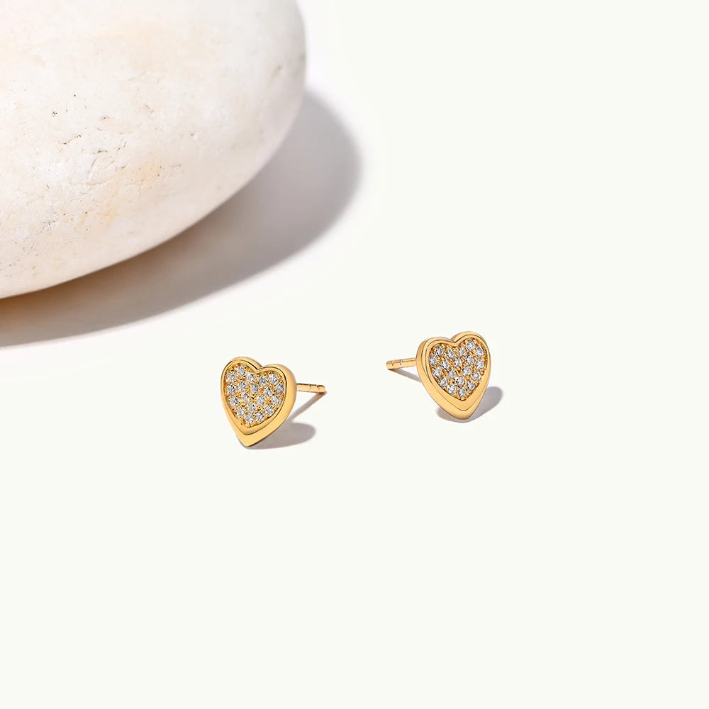 ATTAGEMS Full Moissanite Heart Earrings For Women Girls DVVS1 100% 925 Sterling Silver Sparkling Engagement Jewelry High Quality