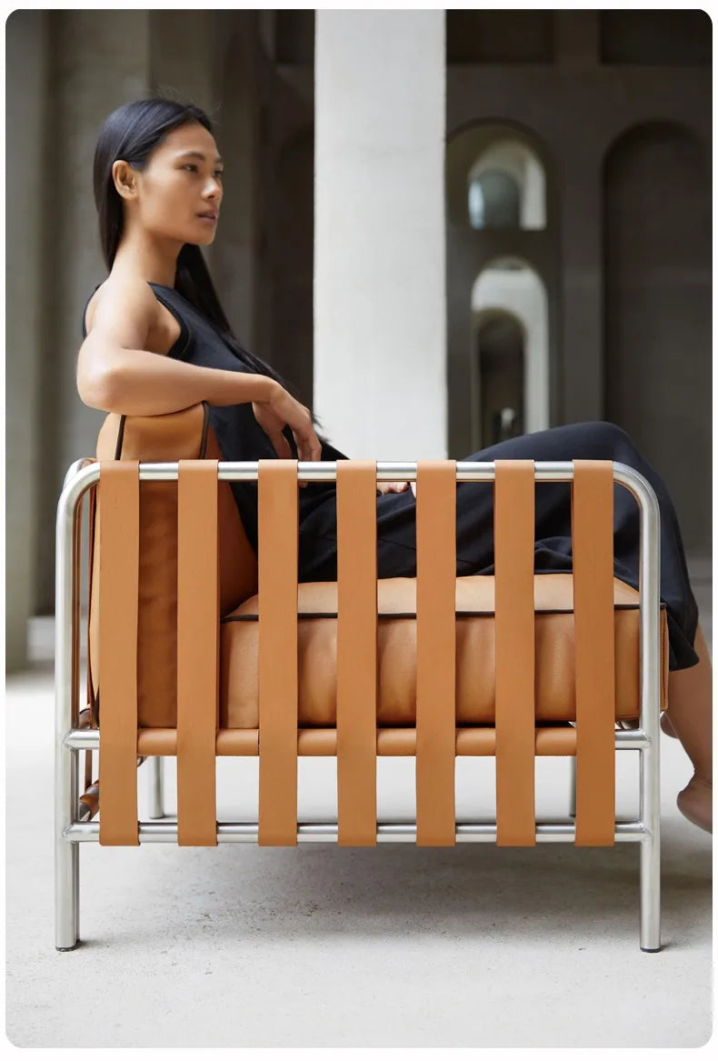 Outdoor stainless steel sofa rattan courtyard villa rain and sun coffee table combination