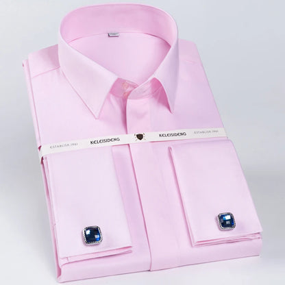 Classic French Cuff Hidden Button Dress Shirt