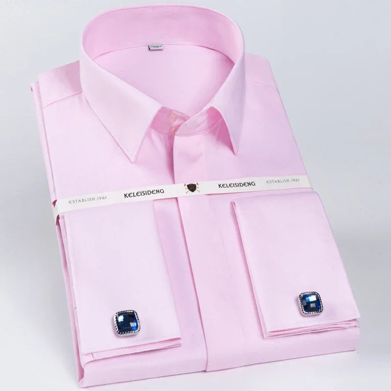 Classic French Cuff Hidden Button Dress Shirt Luxlife Brands