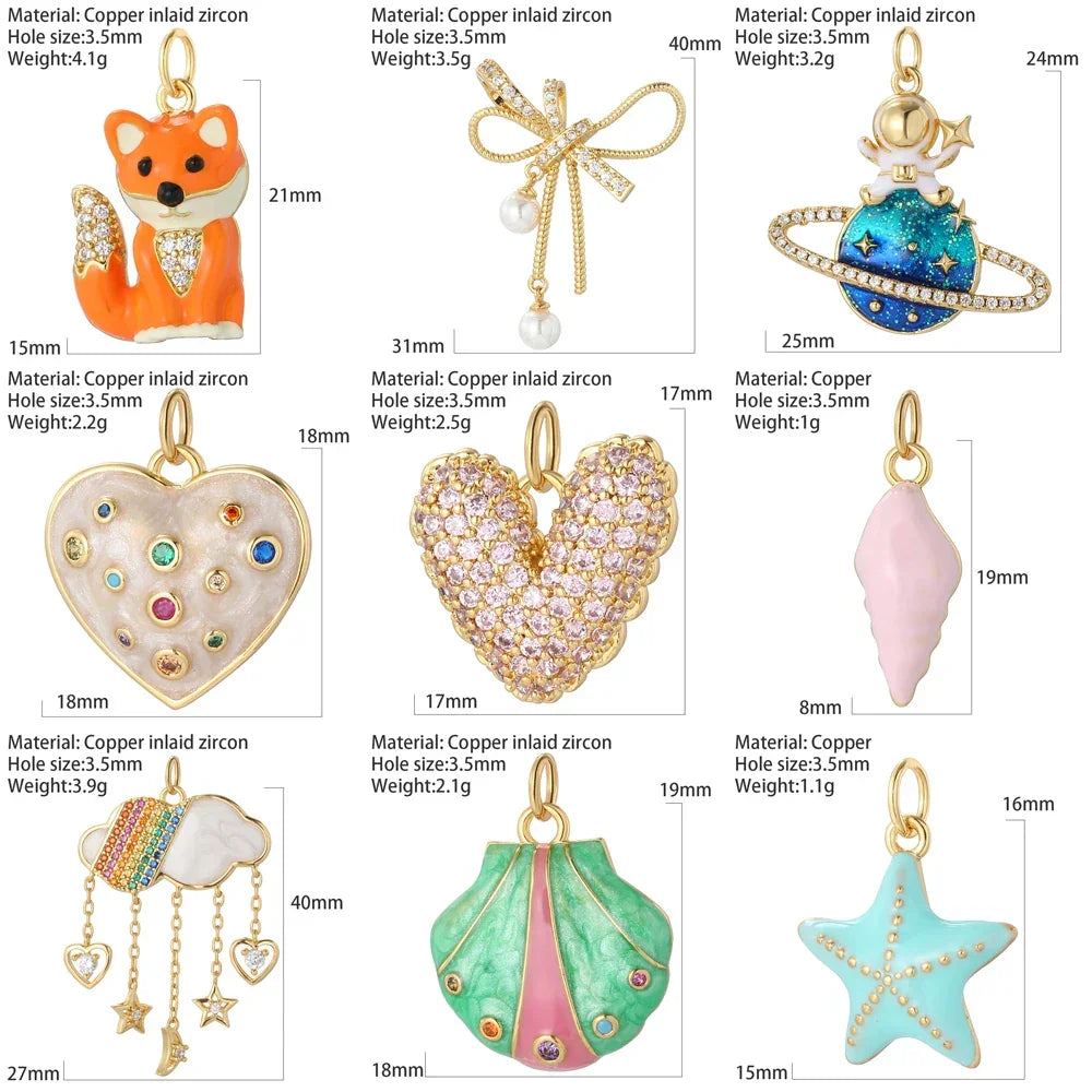 Boho Fashion Shiny Zircon Heart Charms for Jewelry Making Women Pendant Necklace Earrings Diy Stainless Steel Crafts Charms 2025