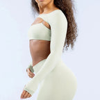 New Sports Long Sleeve Shrug Seamless Spandex Woman Fitness Elastic Breathable Shrug Sports Long Sleeve（Not Contain Bra） Luxlife Brands