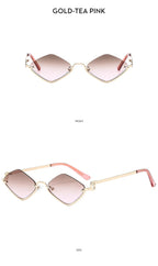 Fashion Small Polygonal Sunglasses Women Brand Metal Half Frame Glasses Ladies Hipster Sexy Cat Eye Shades Vintage Luxlife Brands