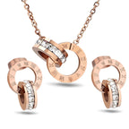 Fairladyhood Lucky Roman Digital Pendant Necklace Set Stainless  Steel Clavicle Pendant Fashion Wild Stainless Steel Jewelry Set Luxlife Brands
