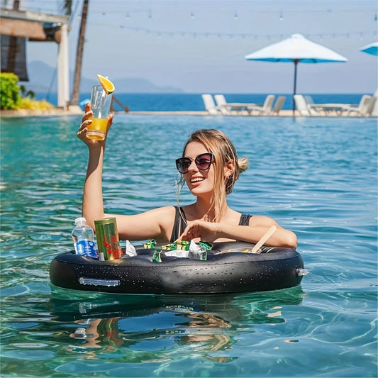 Black Pool Party Inflatable Cooler, Cup Holder and Tray