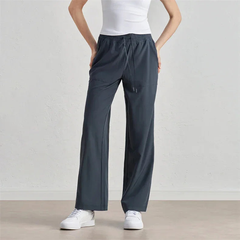 Alo Eup High Waist Wide Leg Dstring Pants Summer Casual Fitn Outdoor Sports Straight Leg Loose Fit Trousers
